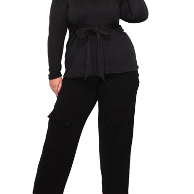 Livd Plus Size Catriona Waist Tie Sweater In Black
