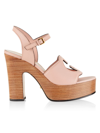 Gucci Women's  Cutout Platform Heeled Sandals In Brown