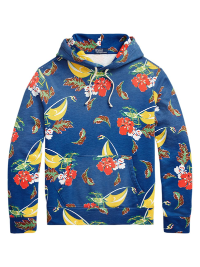 Polo Ralph Lauren Printed Fleece Hoodie In Azure Sail