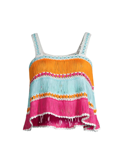 My Beachy Side Women's Colourblocked Hand-crocheted Halter Top In Neutral