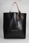 Marni Tribeca Logo-print Faux-leather Tote Bag In Black