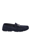 DOLCE & GABBANA SUEDE LOGO BLUE LOAFER