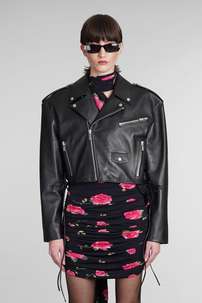 Magda Butrym Black Cropped Leather Jacket