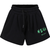 Msgm Logo-print Cotton Shorts In Nero