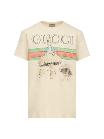 Gucci Kids' X Peter Rabbit Printed Jersey T-shirt In Ivory