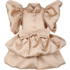 CAROLINE BOSMANS BEIGE DRESS FOR GIRL WITH RUFFLES AND BOW