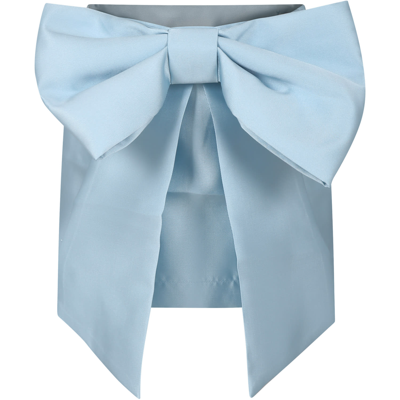 Caroline Bosmans Kids' Light Blue Skirt For Girl With Bow