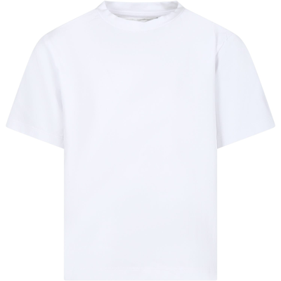 Caroline Bosmans Kids' White T-shirt For Girls With Ruffle