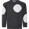 DOUUOD GRAY SWEATER FOR GIRL WITH WHITE POLKA DOTS
