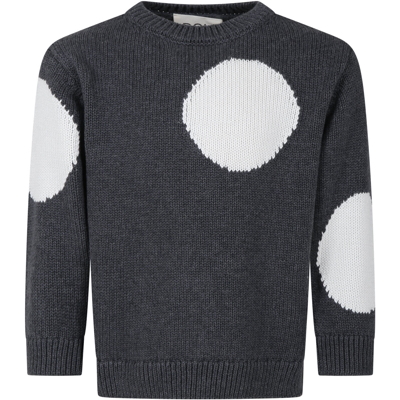 Douuod Kids' Gray Sweater For Girl With White Polka Dots In Grey