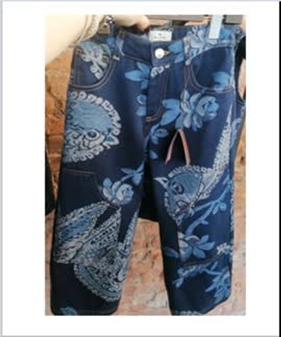 Etro Denim Jeans For Kids With Paisley Pattern