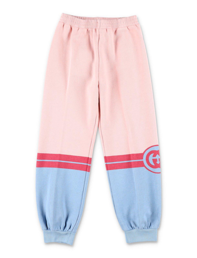 Gucci Kids' Interlocking G-print Track Trousers In Pink