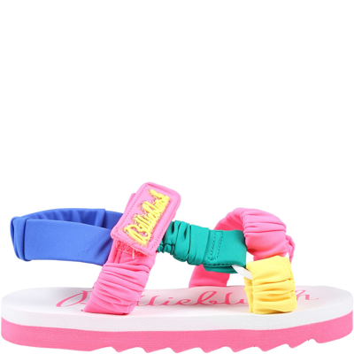 Billieblush Kids' Girls Multicoloured Velcro Strap Sandals In Pink