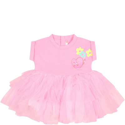 Billieblush Fuchsia Dress For Baby Girl With Multicolor Print