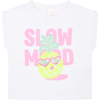 Billieblush White T-shirt For Baby Girl With Multicolor Print In White