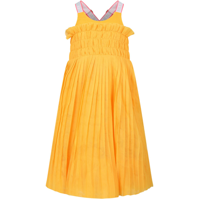 Billieblush Kids' Orange Dress For Girl With Logo