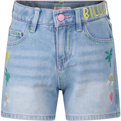 Billieblush Kids' Denim Shorts For Girl With All-over Embroidery