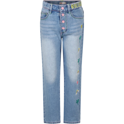 Billieblush Kids' Denim Jeans For Girl With All-over Embroidery