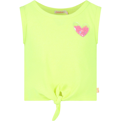 Billieblush Kids' Yellow Tank Top For Girl With Heart-shaped Bagde
