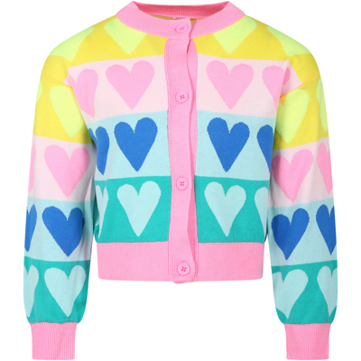 Billieblush Kids' Multicolor Cardigan For Girl With Hearts
