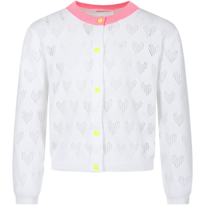 Billieblush Kids' White Cardigan For Girl With Hearts