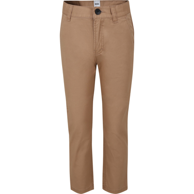 Hugo Boss Kids' Beige Trousers For Boy With Logo Detail