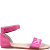 Chloé Pink Stellar Woven-branded Leather Sandals 2-5 Yea In Fuchsia