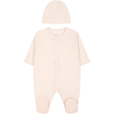 Chloé Pink Set For Baby Girl With Logo In Salmone