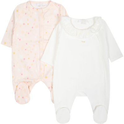 Chloé Multicolored Set For Baby Girl In Rosa