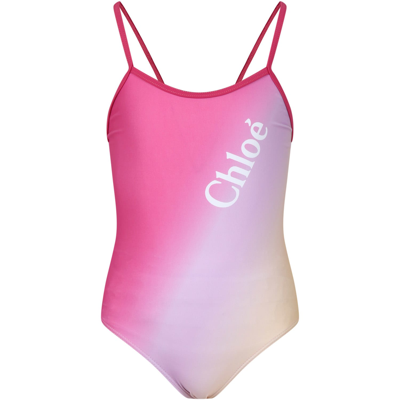 CHLOÉ MULTICOLOR ONE-PIECE SWIMSUIT FOR GIRL