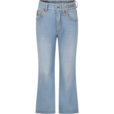 Chloé Kids' Denim Jeans For Girl With Logo