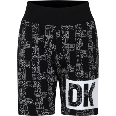 Dkny Black Shorts For Kids With Logo