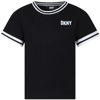 DKNY BLACK T-SHIRT FOR GIRL WITH LOGO