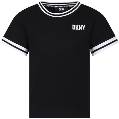 Dkny Kids' Logo印花棉t恤 In B Nero