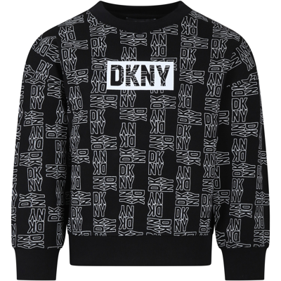 Dkny Black Sweatshirt For Kids With Logo