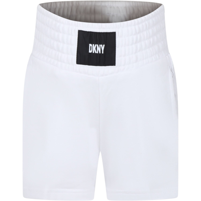 Dkny Kids' White Casual Shorts For Girl With Logo