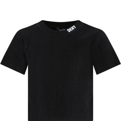 Dkny Kids' Black T-shirt For Girl