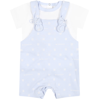 Givenchy Light Blue Romper For Baby Boy With Logo