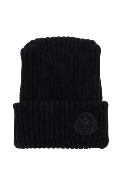 Moncler Tricot Beanie Hat In Black (black)
