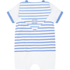 GIVENCHY LIGHT BLUE ROMPER FOR BABY BOY WITH STRIPES AND LOGO