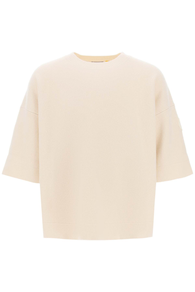 Moncler Short-sleeved Wool Sweater In White (white)