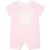 GIVENCHY PINK ROMPER FOR BABY GIRL WITH LOGO