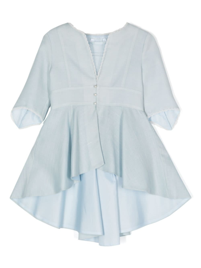 Amaya Arzuaga Kids' Coat With Scalloped Edge In Light Blue