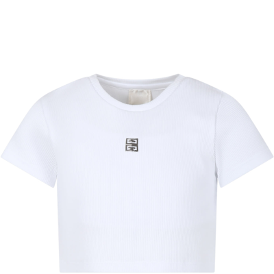 Givenchy Kids' White T-shirt For Girl With 4g Motif In Bianco