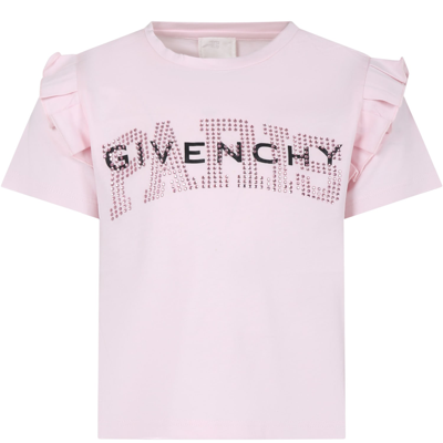 Givenchy Kids' Pink T-shirt For Girl With Logo