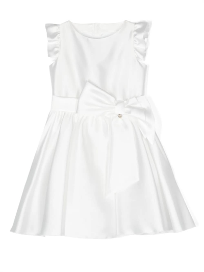 Amaya Arzuaga Kids' Dress With Oversized Bow In Cream