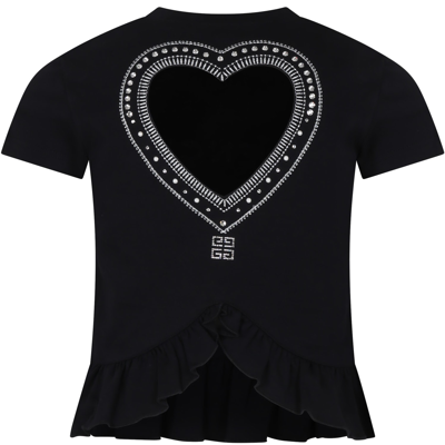 Givenchy Kids' Black T-shirt For Girl With Logo