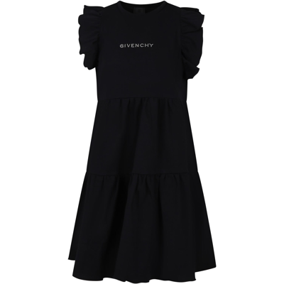 Givenchy Kids' Black Dress For Girl With Logo