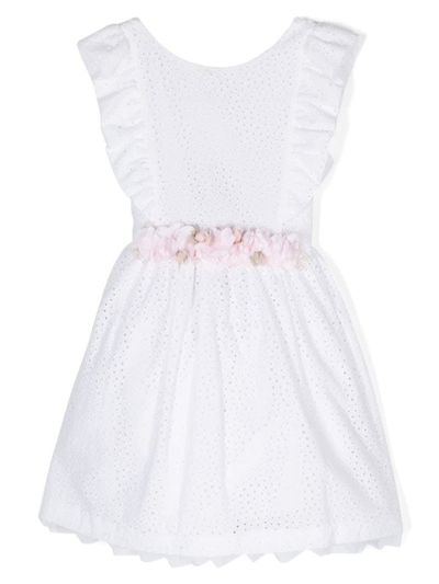 Amaya Arzuaga Kids' Abito In Pizzo Sangallo In White