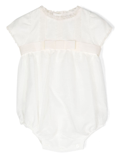 Amaya Arzuaga Babies' Bodysuit With Lace Detail In White